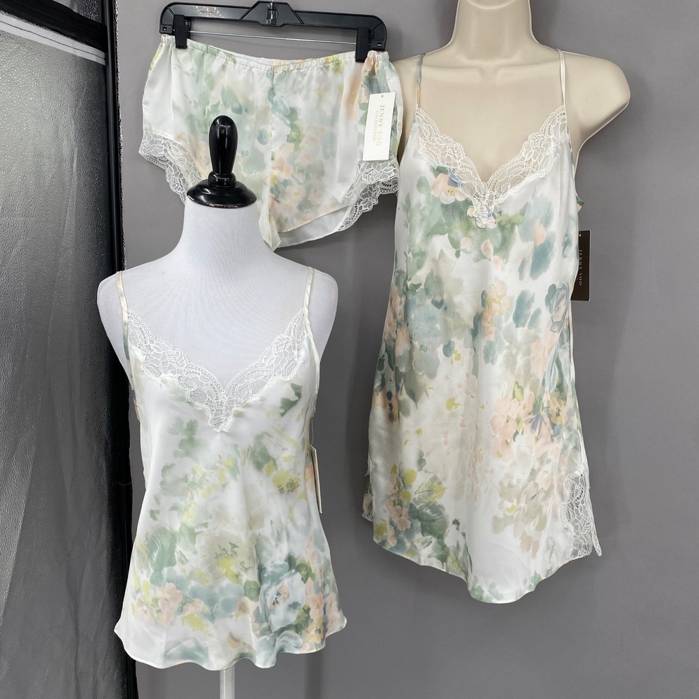 Jenny Yoo Collection Isabella Lingerie Set Size S Floral Cami Slip Dress Shorts